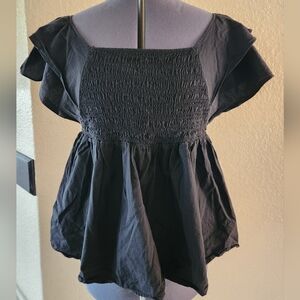Chic Soul Black Smocked Top